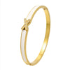 Elegant Simple Style Shiny Geometric Titanium Steel Gold Plated Artificial Gemstones Shell Bangle In Bulk