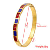 Elegant Simple Style Shiny Geometric Titanium Steel Gold Plated Artificial Gemstones Shell Bangle In Bulk
