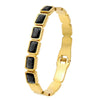 Elegant Simple Style Shiny Geometric Titanium Steel Gold Plated Artificial Gemstones Shell Bangle In Bulk