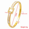 Elegant Simple Style Shiny Geometric Titanium Steel Gold Plated Artificial Gemstones Shell Bangle In Bulk
