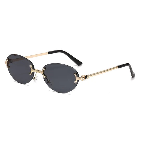 Elegant Simple Style Solid Color Pc Tinted Lenses Oval Frame Frameless Women'S Sunglasses