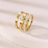 Wholesale Jewelry Elegant Simple Style Solid Color 304 Stainless Steel Zircon Gold Plated Plating Inlay Rings