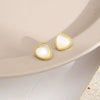 Elegant Simple White Heart Shaped Alloy Earrings With Gem Set Design Small Exquisite Fashion Earrings