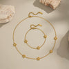 Elegant Small Flower Necklace Bracelet Set In Stainless Steel With Electroplating For Women