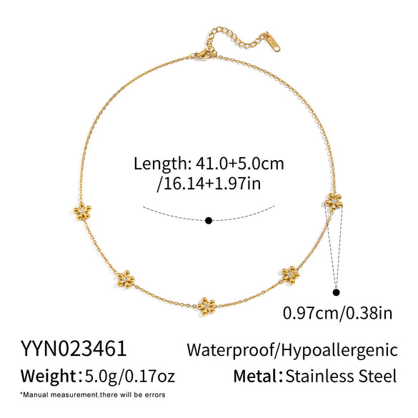 Elegant Small Flower Necklace Bracelet Set In Stainless Steel With Electroplating For Women