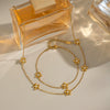 Elegant Small Flower Necklace Bracelet Set In Stainless Steel With Electroplating For Women