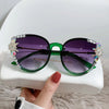 Elegant Solid Color Resin Cat Eye Diamond Full Frame Women'S Sunglasses