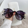 Elegant Solid Color Resin Cat Eye Diamond Full Frame Women'S Sunglasses