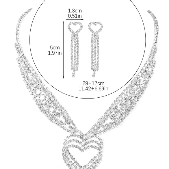 Elegant Solid Color Rhinestone Plating Silver Plated Women'S Jewelry Set