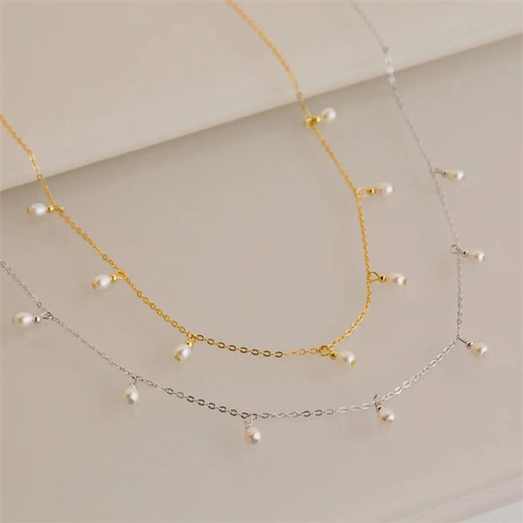 Wholesale Jewelry Elegant Solid Color Stainless Steel Imitation Pearl Plating Necklace