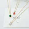 Wholesale Jewelry Elegant Square 304 Stainless Steel Zircon Gold Plated Plating Pendant Necklace