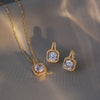 Wholesale Elegant Square Titanium Steel Inlay Zircon Earrings Necklace