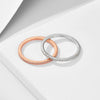 Elegant Stacked Style Geometric Micropaved Zircon Diamond Inlay Women's Sterling Silver Ring With White And Rose Gold Plating