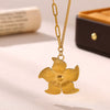 Elegant Stainless Steel Lotus Flower Pendant Necklace With Gold Plated Finish And Corn Chain Design For Women