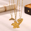 Elegant Stainless Steel Lotus Flower Pendant Necklace With Gold Plated Finish And Corn Chain Design For Women