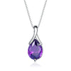 Elegant Sterling Silver Amethyst Drop Pendant With Diamond Detail For Women Minimalist Jewelry