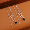 Elegant Sterling Silver Four Leaf Clover Flower Tassel Threader Earrings For Women With Delicate Floral Style