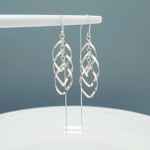 Elegant 925 Sterling Silver Rhombus Tassel Earrings With Inlay Detail Fashion Dangle Earrings For Women