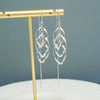Elegant 925 Sterling Silver Rhombus Tassel Earrings With Inlay Detail Fashion Dangle Earrings For Women
