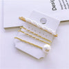 Elegant Sweet Alloy Pearl Hair Clip Set Electroplated Word Barrette Side Clip And Bangs Clip For Women