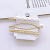 Elegant Sweet Alloy Pearl Hair Clip Set Electroplated Word Barrette Side Clip And Bangs Clip For Women