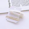 Elegant Sweet Alloy Pearl Hair Clip Set Electroplated Word Barrette Side Clip And Bangs Clip For Women