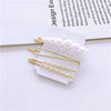 Elegant Sweet Alloy Pearl Hair Clip Set Electroplated Word Barrette Side Clip And Bangs Clip For Women