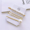 Elegant Sweet Alloy Pearl Hair Clip Set Electroplated Word Barrette Side Clip And Bangs Clip For Women