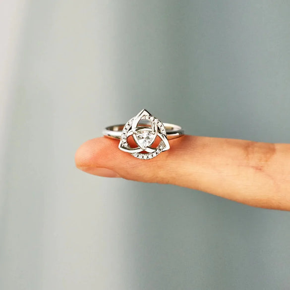 Elegant Sweet Geometric Sterling Silver Plating Inlay Zircon Rings