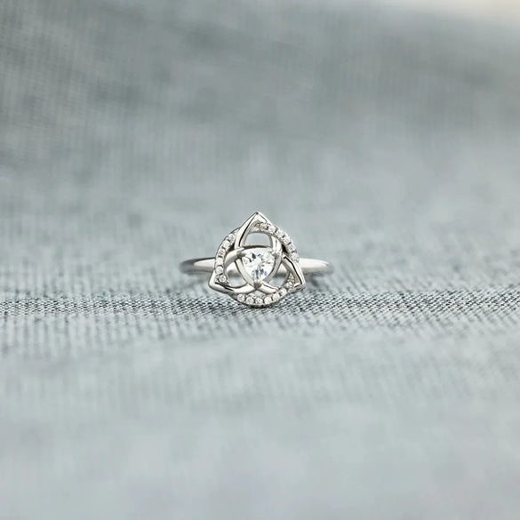 Elegant Sweet Geometric Sterling Silver Plating Inlay Zircon Rings