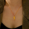 Elegant Three Dimensional Rose Pendant Collarbone Necklace For Women Titanium Steel With 18K Gold Plated Geometric Flower Pattern