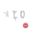 Elegant Threepiece Set Of S925 Silver Flower Earrings With Geometric Design And Zircon Treatment