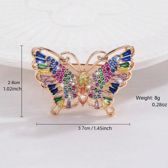 Elegant Vacation Shiny Butterfly Copper Plating Hollow Out Inlay Zircon Women'S Brooches 1 Piece