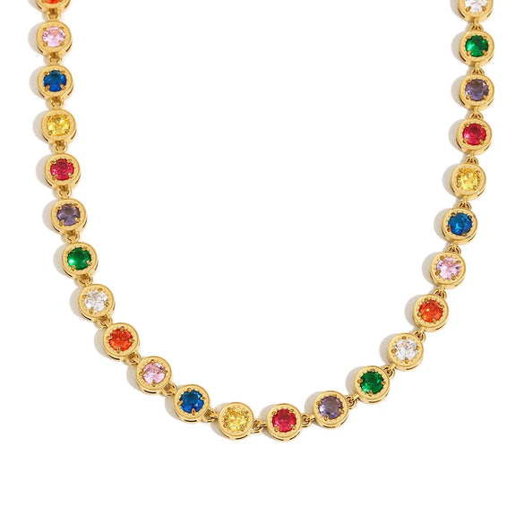 Elegant Versatile Jewelry Stainless Steel Plated 18K Gold Color Geometric Zirconium Necklace Bracelet For Women Electroplated