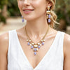 Elegant Versatile Light Purple Irregular Resin Tassel Flower Earrings With Zinc Alloy And Enamel Geometric Splicing Long Design