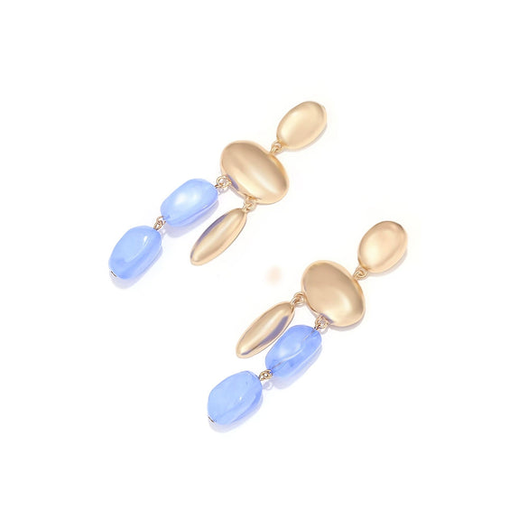Elegant Versatile Light Purple Irregular Resin Tassel Flower Earrings With Zinc Alloy And Enamel Geometric Splicing Long Design