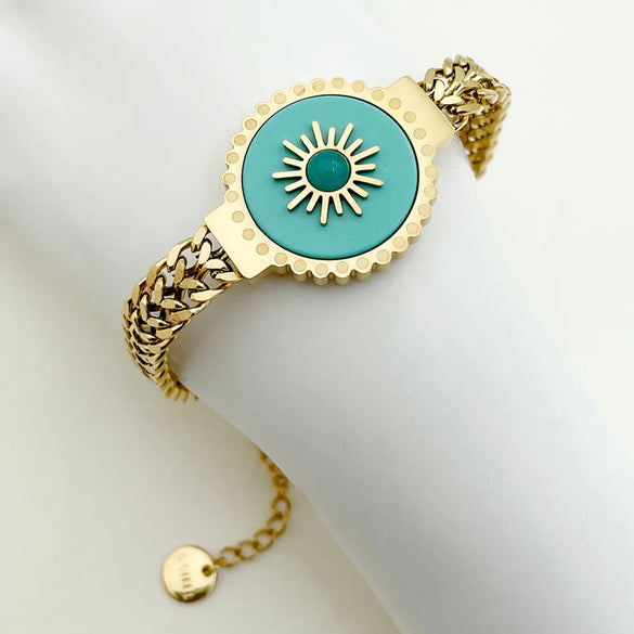 Elegant Vintage Style Classic Style Sun Devil'S Eye 304 Stainless Steel 14K Gold Plated Bracelets In Bulk