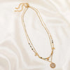 Elegant Vintage Style French Style Round Natural Stone Titanium Steel 18K Gold Plated Natural Stone Necklace In Bulk