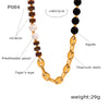 Elegant Vintage Style Geometric Titanium Steel Beaded Plating Inlay Freshwater Pearl Agate Tiger Eye 18k Gold Plated Necklace