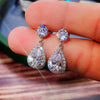Elegant Water Drop Copper Earrings Inlaid With Zircon And Diamond Emerald Multicolor Optional