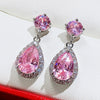 Elegant Water Drop Copper Earrings Inlaid With Zircon And Diamond Emerald Multicolor Optional
