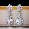 Elegant Water Drop Zircon Earrings Copper Material