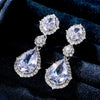 Elegant Water Drop Zircon Earrings Copper Material
