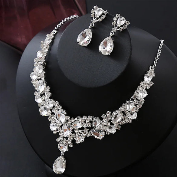 Elegant Water Droplets Alloy Inlay Zircon Women'S Jewelry Set