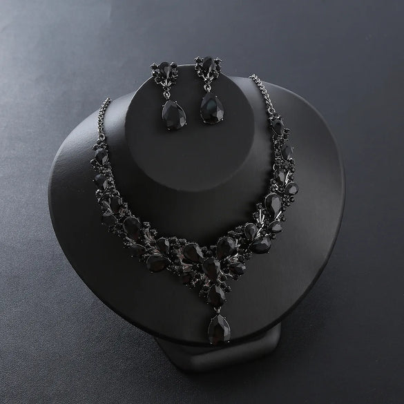 Elegant Water Droplets Alloy Inlay Zircon Women'S Jewelry Set