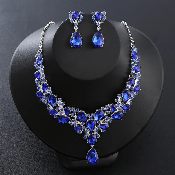 Elegant Water Droplets Alloy Inlay Zircon Women'S Jewelry Set