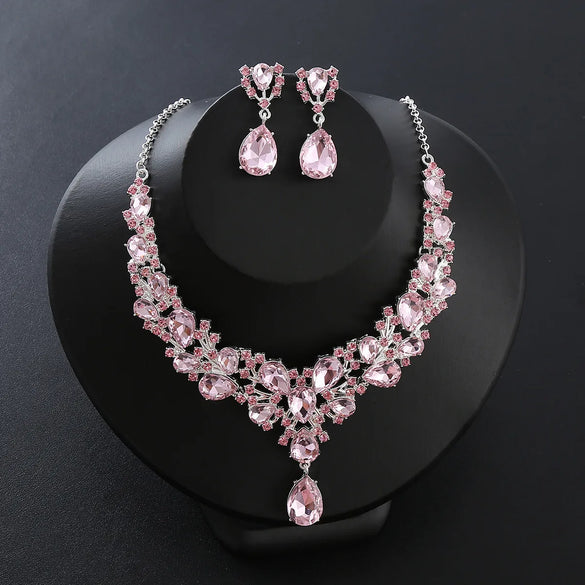 Elegant Water Droplets Alloy Inlay Zircon Women'S Jewelry Set