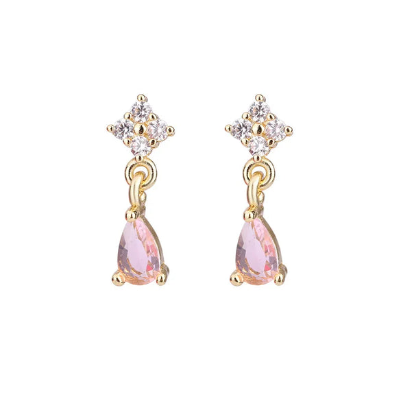 Elegant Water Droplets Copper Plating Zircon Drop Earrings 1 Pair