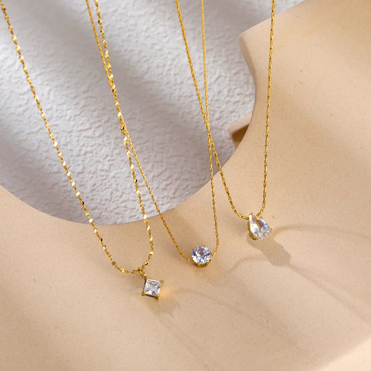 Elegant Water Droplets Heart Shape Stainless Steel Wholesale Pendant Necklace