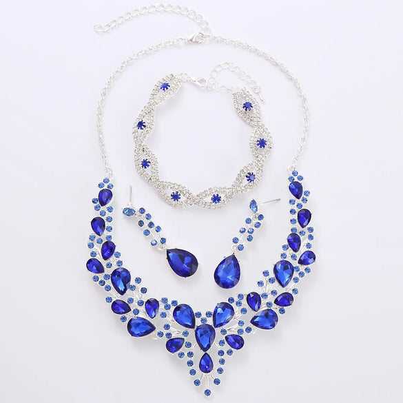 Elegant Water Droplets Zinc Alloy Inlay Crystal Women'S Jewelry Set